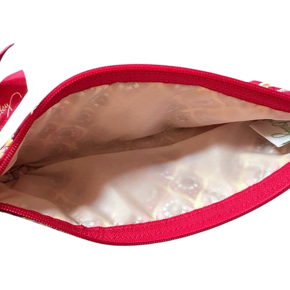 Vera Bradley Raspberry Fizz Retired pencil case makeup cosmetic brush organizer - Picture 2 of 5